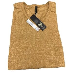 Hawks Bay Mens Short Sleeve V-Neck T-Shirt  Size‎ XL Mustard  Made In USA NWT